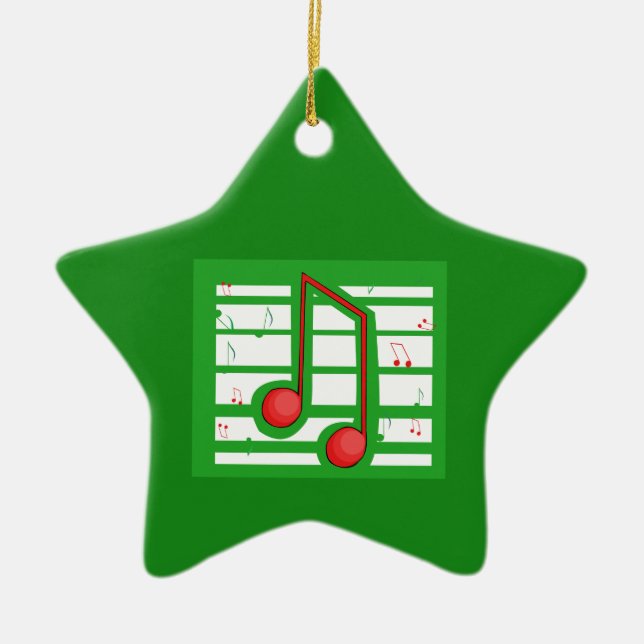 Music Teacher Christmas, Notes on Green Ceramic Ornament (Front)