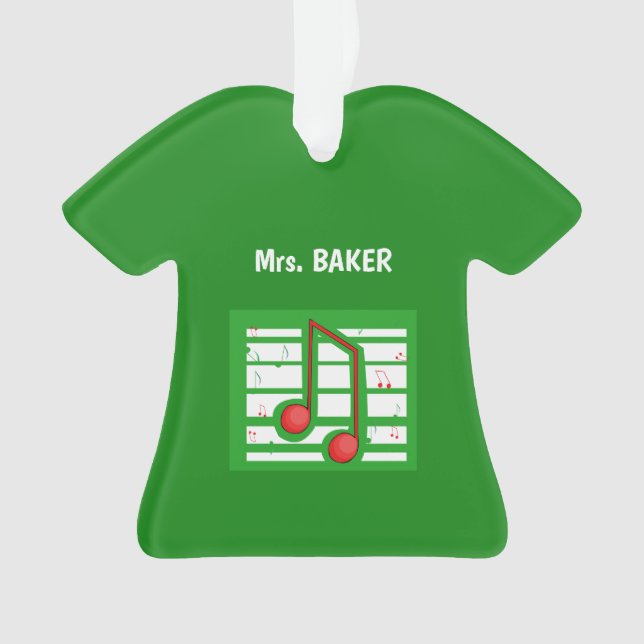 Music Teacher Christmas, Notes on Green Ornament (Front)