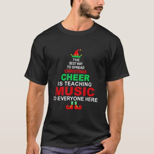 Music Teacher Christmas Shirt Elf Cheer Long Sleev