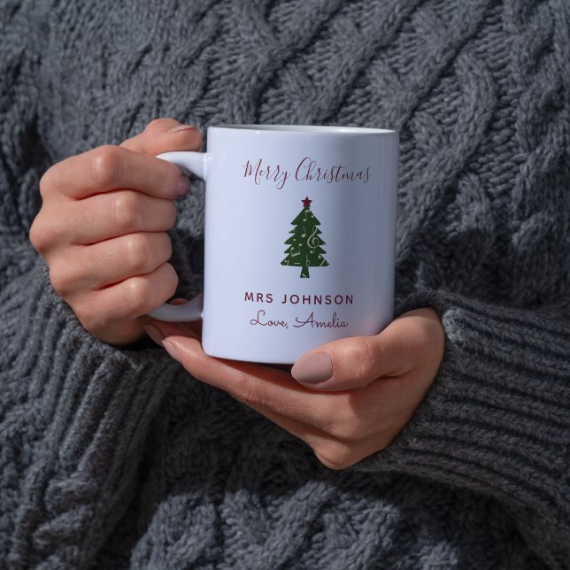 Music Teacher Christmas Tree Modern Two-Tone Coffee Mug (Creator Uploaded)