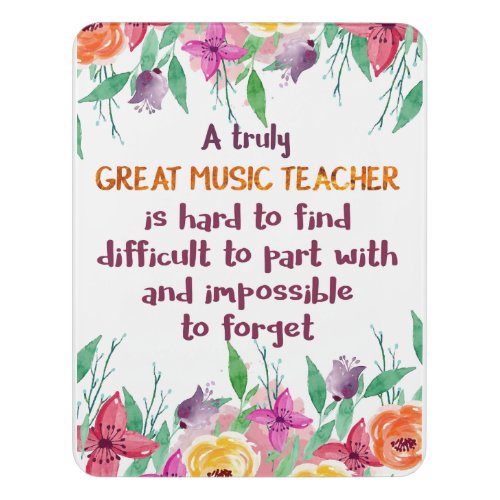 Music Teacher Classroom Decor Appreciation Gift Door Sign