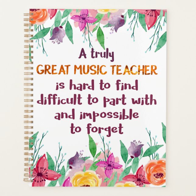 Music Teacher Classroom Decor Appreciation Gift Planner (Front)