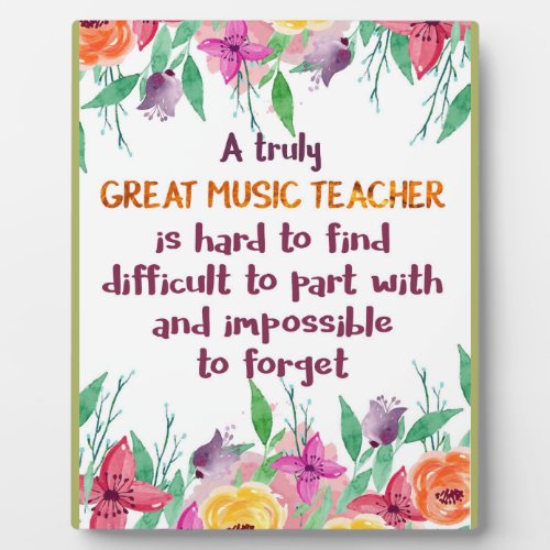 Music Teacher Classroom Decor Appreciation Gift Plaque