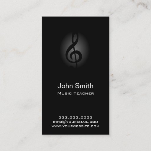 Customizable Classy Dark Music Teacher Business Card