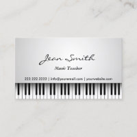 Music Teacher Classy White Piano Musical Business Card