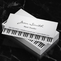 Music Teacher Classy White Piano Musical Business Card at Zazzle