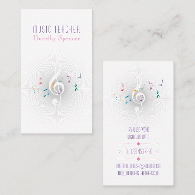 Music Teacher | Color Business Card (Front/Back)