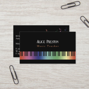 Music Teacher Colorful Piano Keys Business Card