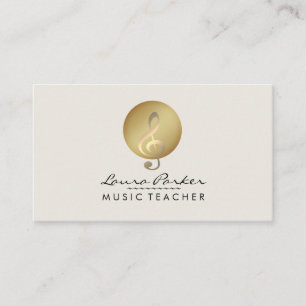 Music Teacher Cream Musical Note Musician Business Card