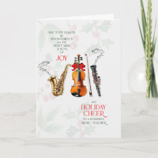 Music Teacher Don't Miss a Note of Joy Holiday Card