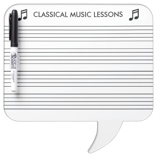 Music teacher dry erase board for drawing notes