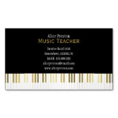 Music Teacher | Elegant Black Golden Piano Business Card Magnet (Front)