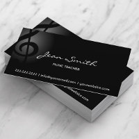 Music Teacher Elegant Dark Clef Business Card