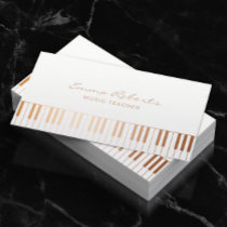 Music Teacher Elegant Gold Piano Keys Musical Business Card