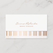 Music Teacher Elegant Gold Piano Keys Musical Business Card