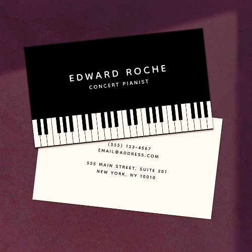 Music Teacher Elegant Pianist Piano Keys Business Card