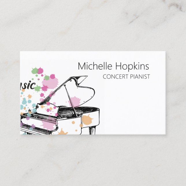 Music Teacher Elegant Piano Keys Calling Card (Front)