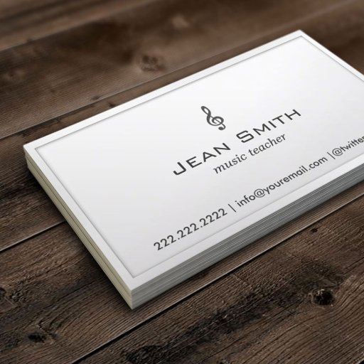 Customizable Pearl White Border Music Teacher Business Card