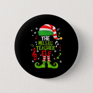Music Teacher Elf Christmas Family Matching Xmas G Button