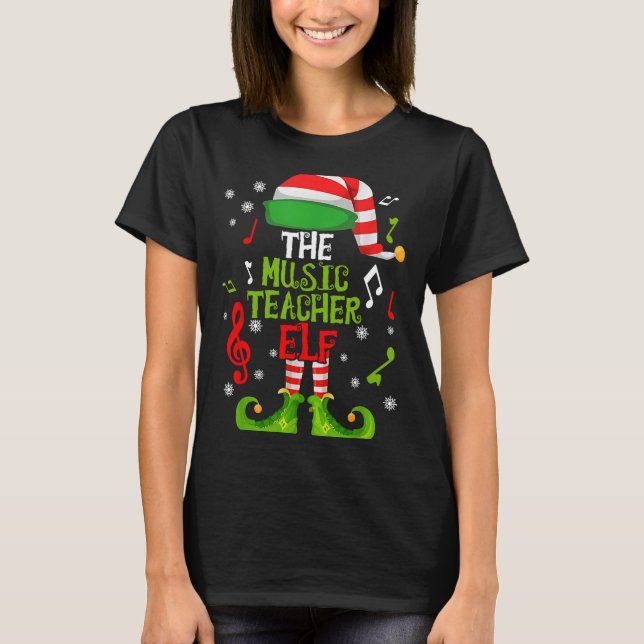 Music Teacher Elf Christmas Family Matching Xmas G T-Shirt (Front)