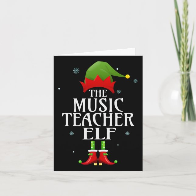 Music Teacher Elf Xmas Matching Family Group Chris Card (Front)