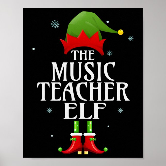 Music Teacher Elf Xmas Matching Family Group Chris Poster (Front)