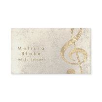 music teacher faux gold foil treble business card
