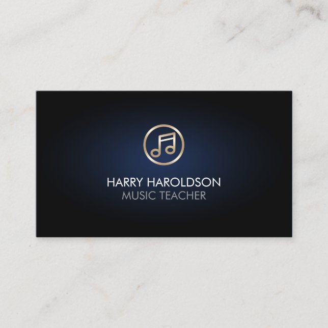 Music Teacher Faux Gold Music Note Icon Business Card (Front)
