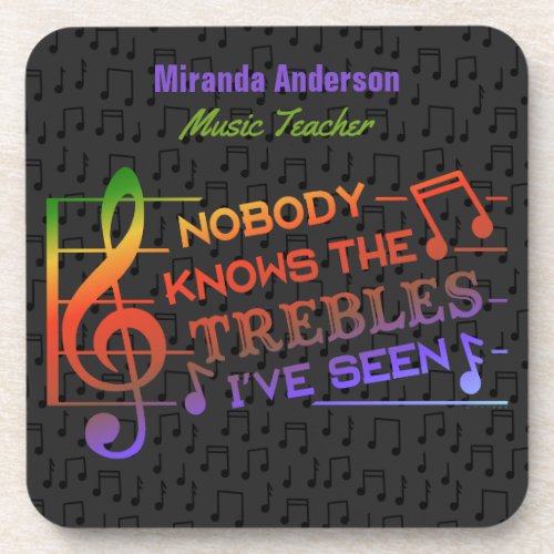 Music Teacher Funny Treble Joke  Name Template Coaster