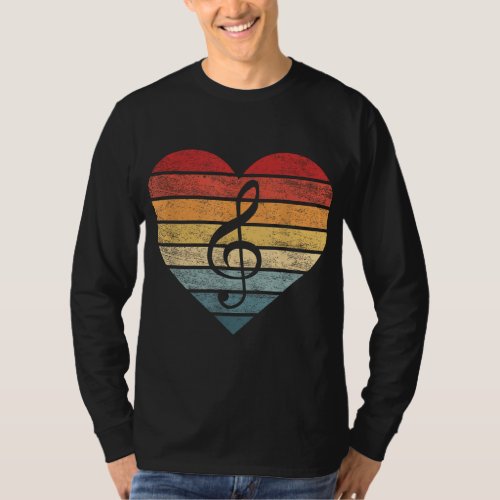 Music Teacher Gifts Retro Sunset Note Music School T_Shirt