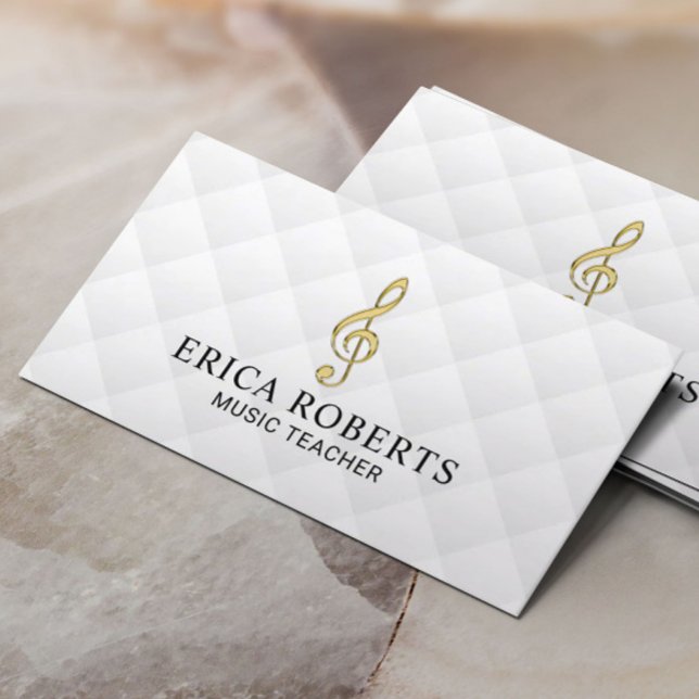 Music Teacher Gold 3D Clef Symbol Musical Business Card (Creator Uploaded)
