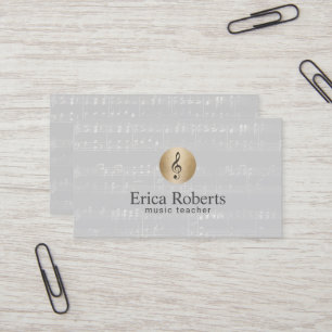Music Teacher Gold Clef Logo Elegant Musical Business Card