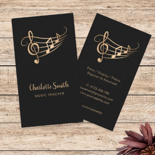 Music Teacher Gold Elegant Business Card