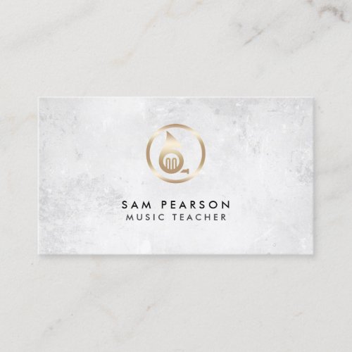 Music Teacher Gold French Horn Icon Business Card