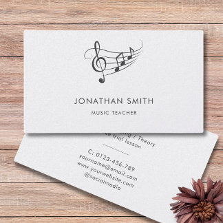 Music Teacher Gold Treble Clef Modern Business Card