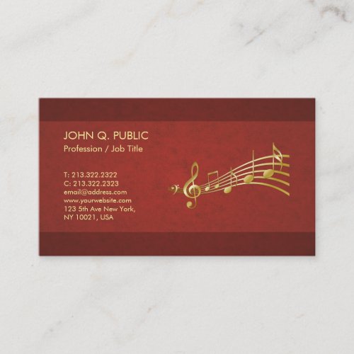 Music Teacher Guitar Elegant Silk Finish Luxe Business Card