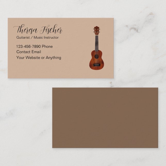 Music Teacher Guitar Lessons Theme Business Card (Front/Back)