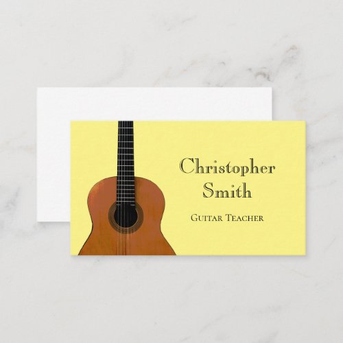 Music Teacher Guitar Lessons Yellow Musical Business Card