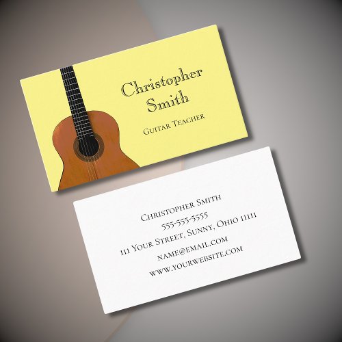 Music Teacher Guitar Lessons Yellow Musical Business Card