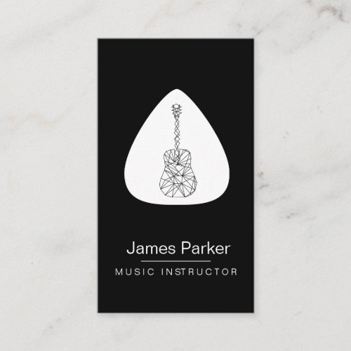 Music Teacher Guitar Logo Minimalist Musician Business Card