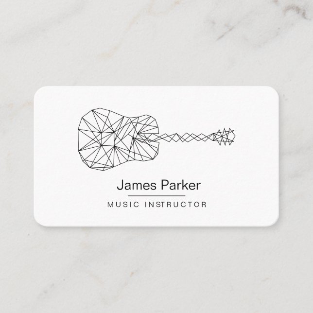 Music Teacher Guitar Logo Minimalist Musician Business Card (Front)