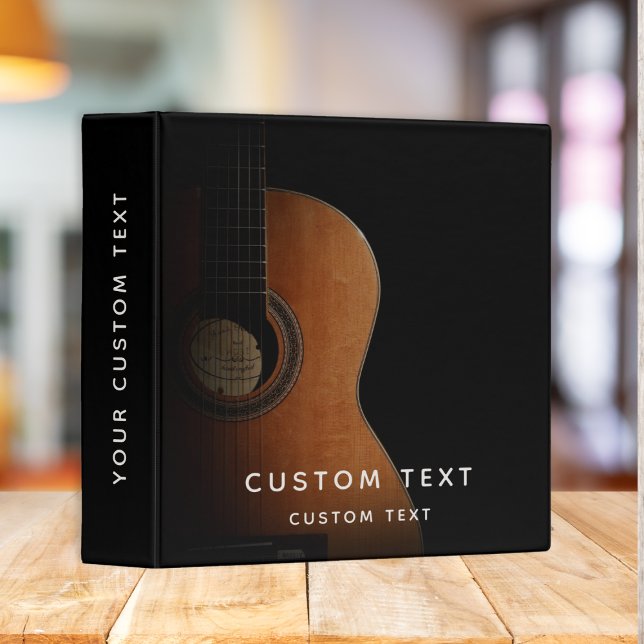 Music Teacher Guitar Modern Black and White 3 Ring Binder (Creator Uploaded)