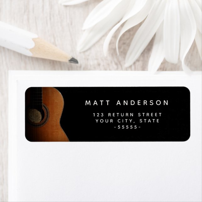 Music Teacher Guitar Modern Return Address Label (Insitu)