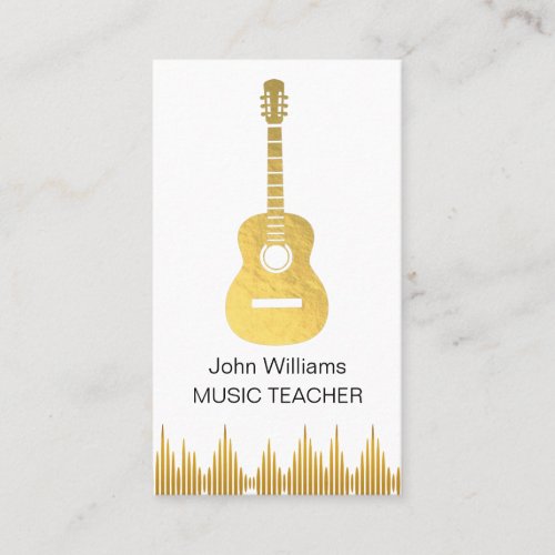Music Teacher Guitar Musician Gold Glitter Business Card