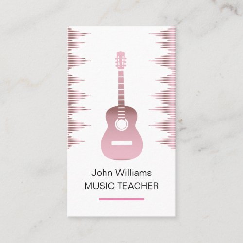 Music Teacher Guitar Musician Rose Gold Elegant  B Business Card