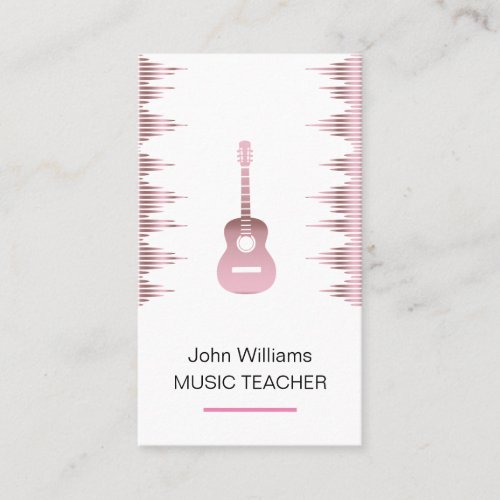 Music Teacher Guitar Musician Rose Gold Elegant  Business Card