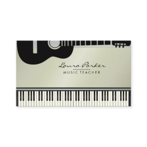 Music Teacher Guitar Piano Keyboard Musician Business Card