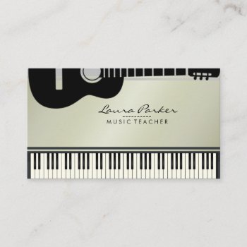 Music Teacher Guitar Piano Keyboard Musician Business Card by tsrao100 at Zazzle