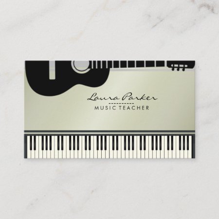 Music Teacher Guitar Piano Keyboard Musician Business Card