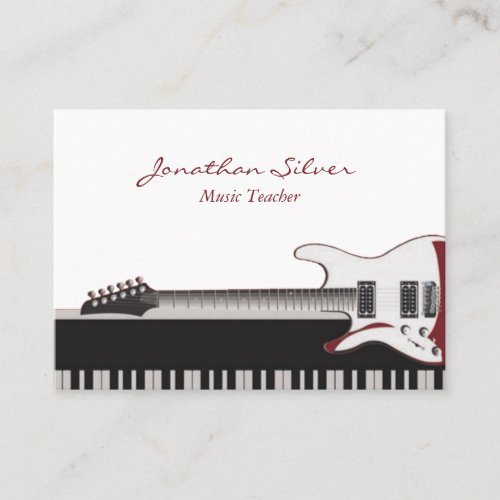 Music Teacher Guitar  Piano Keys Business Card